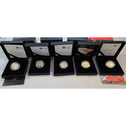 138 - Silver Proof Two Pound Coins to include 2008 4th Olympiad London, 2008 Olympics Handover, 2011 King ... 