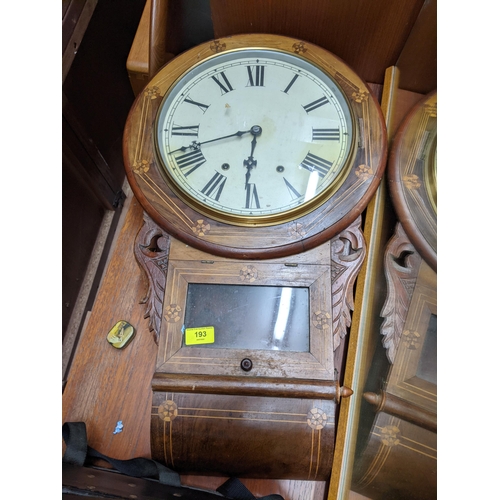 415 - A late 19th century inlaid walnut drop dial clock
Location:G
If there is no condition report shown, ... 