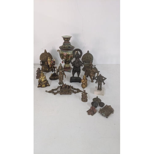 403 - 20th century and later mainly Indian items to include a patinated cast metal statue of Ganesh and ot... 