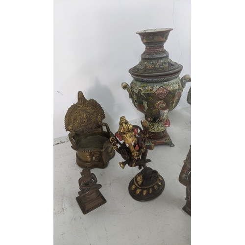 403 - 20th century and later mainly Indian items to include a patinated cast metal statue of Ganesh and ot... 