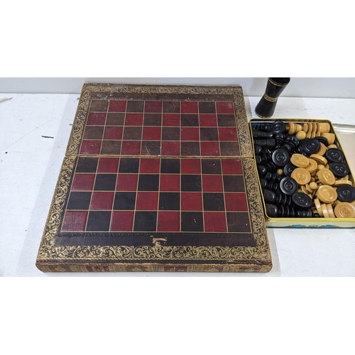 406 - A late 19th/early 20th century chess/backgammon board fashioned as a History of Canada book, togethe... 