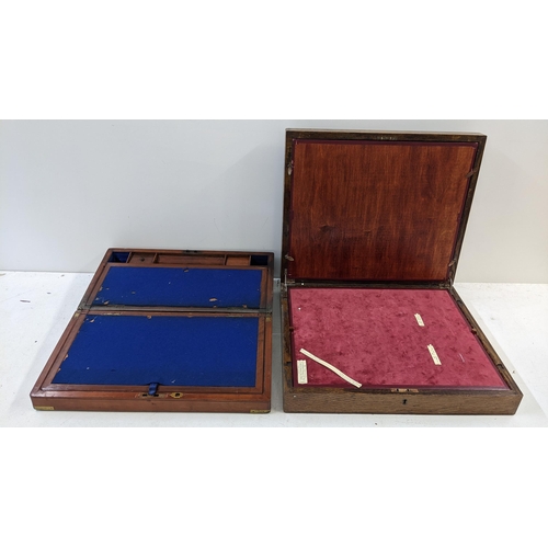 407 - A 19th century walnut writing slope, together with an early 20th century oak display box Location: A... 