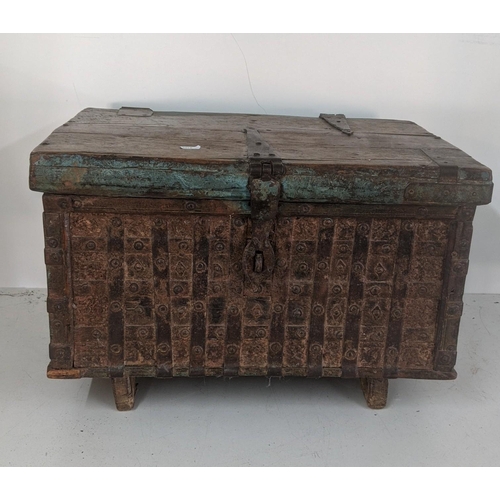 408 - An 18th century Indian chest on raised feet, 37.5cm h x 54cm w x 398cm d
Location: RWF
If there is n... 