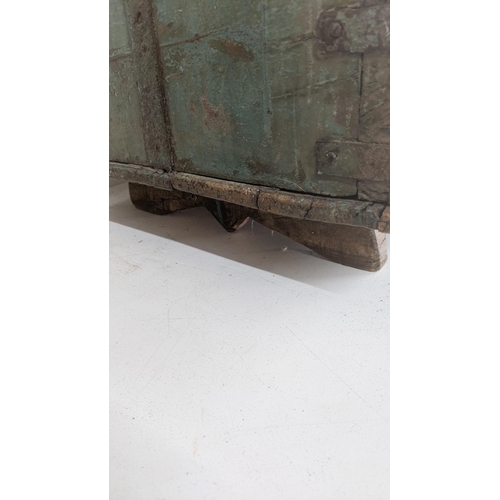 408 - An 18th century Indian chest on raised feet, 37.5cm h x 54cm w x 398cm d
Location: RWF
If there is n... 