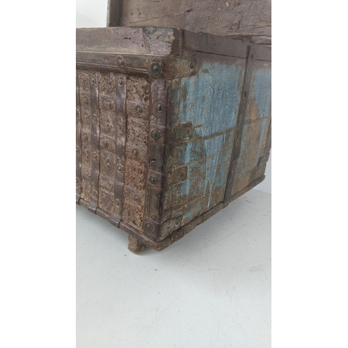 408 - An 18th century Indian chest on raised feet, 37.5cm h x 54cm w x 398cm d
Location: RWF
If there is n... 