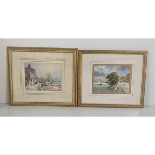 430 - Two Denis Pannett watercolour paintings to include 'Strand on the Green' 34cm x 29cm, and 'Chiswick ... 