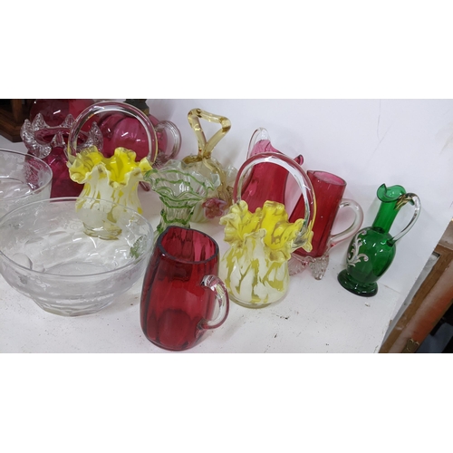 454 - Mixed glassware to include a pair of Victorian cranberry glass oil lamps and others
Location: A1B
If... 