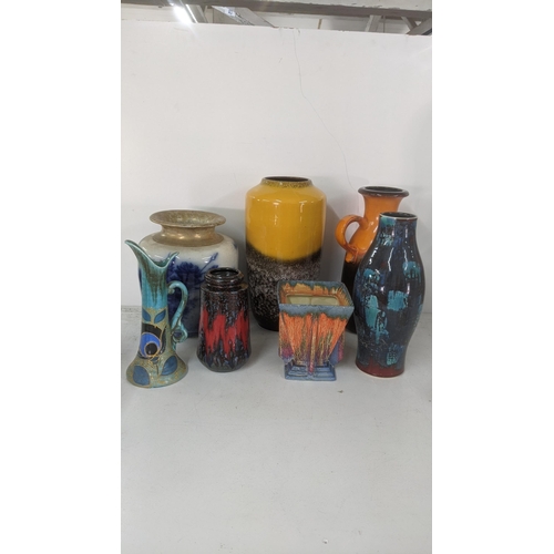 467 - Mixed ceramic vases to include a Poole pottery example, signed to the base, an Art Deco Wad heart va... 