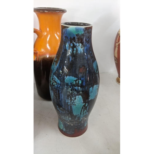 467 - Mixed ceramic vases to include a Poole pottery example, signed to the base, an Art Deco Wad heart va... 