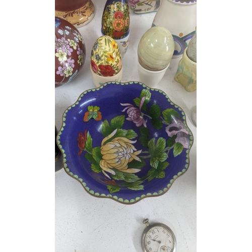 470 - A mixed lot to include a Japanese Satsuma vase, a Noritake vase, cloisonne vase, fob watch and other... 