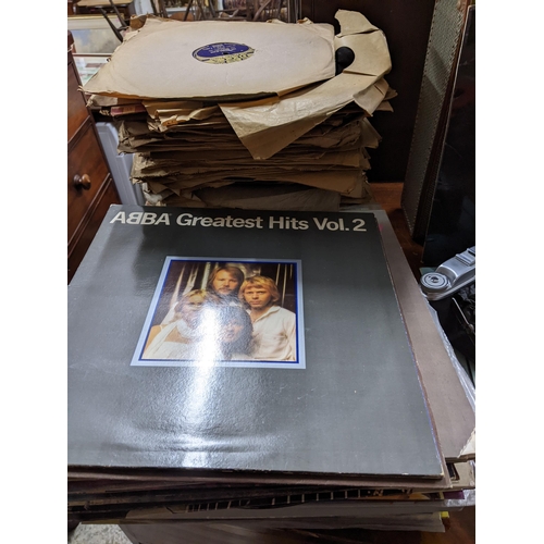 440 - A mixed lot of 78rpm and LP records, set of encyclopaedias and a Kershaw 110 folding film camera, to... 