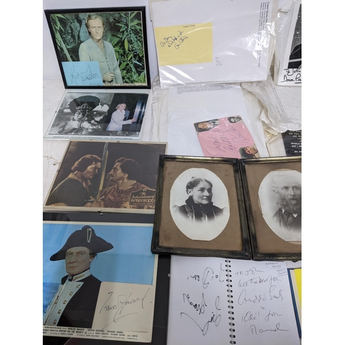 441 - A quantity of movie and sporting autograph memorabilia to include three autograph books, various pic... 