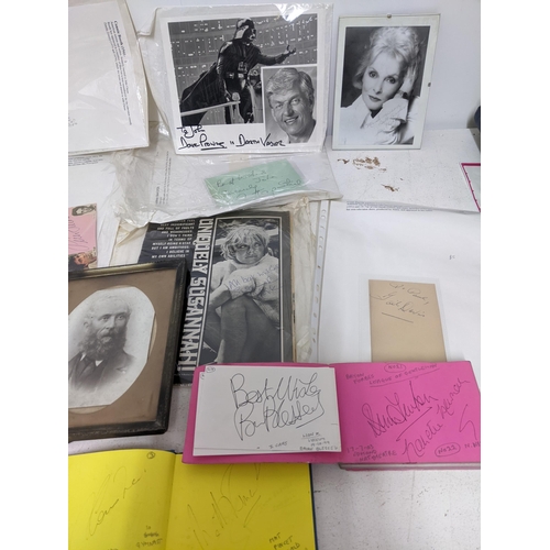 441 - A quantity of movie and sporting autograph memorabilia to include three autograph books, various pic... 