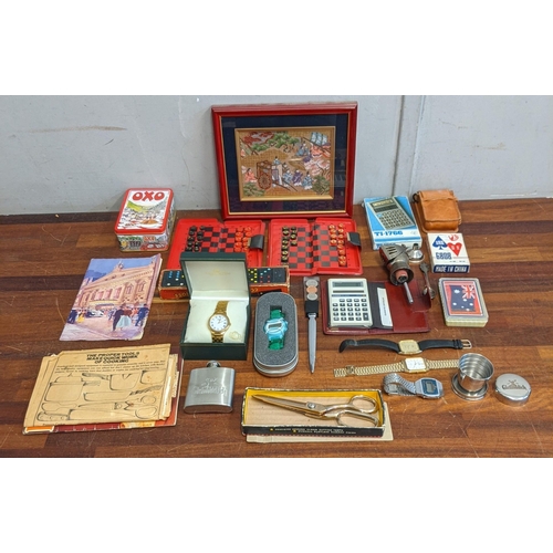 463 - A mixed lot to include watches, travelling chess sets, a 1960s London Palladium programme and other ... 