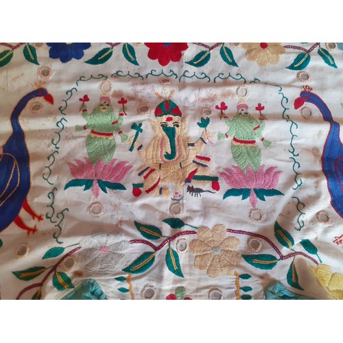 91 - A group of 5 mid 20th Century Indian hand-sewn window valances and Toran door hangings in various si... 