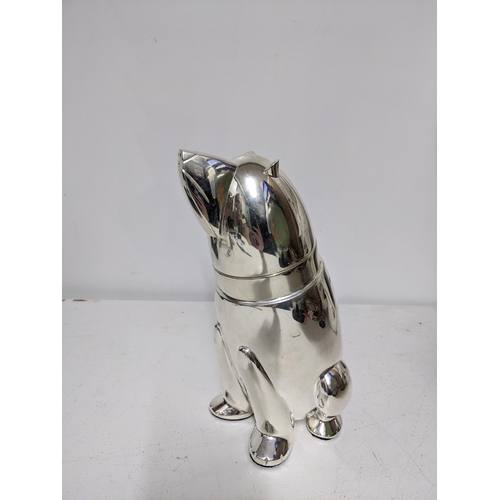 218 - A modern Art Deco style silver plated cocktail shaker, in the form of a Polar Bear, 26cm high. Locat... 