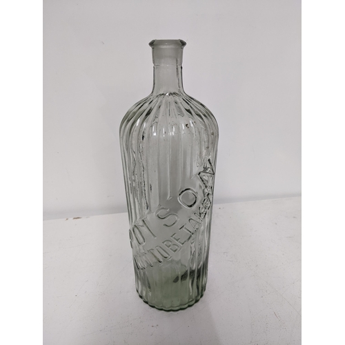 30 - A large Victorian clear glass poison bottle with reeded ornament and inscribed 'not to be taken', 36... 