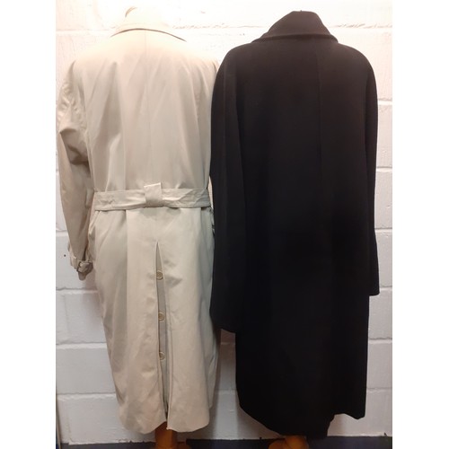 25 - Max Mara-Two coats comprising a unisex beige rain mac with matching belt approx 42