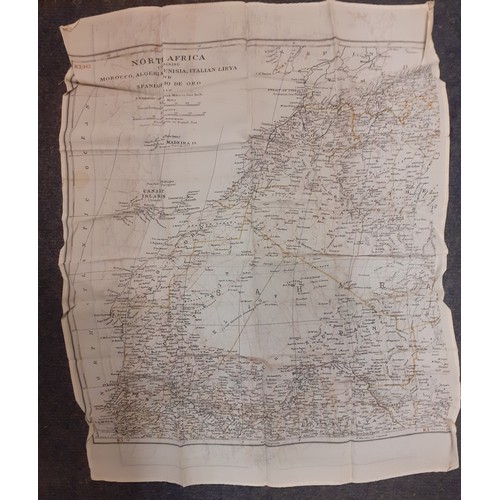 73 - Two WW2 silk maps comprising Sheet A- France Belgium Holland, scale 1:300,000 and a smaller North Af... 