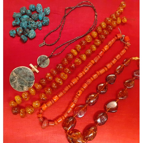 87 - Late 20th Century costume jewellery to include a limited edition African aquaprase stone and sterlin... 