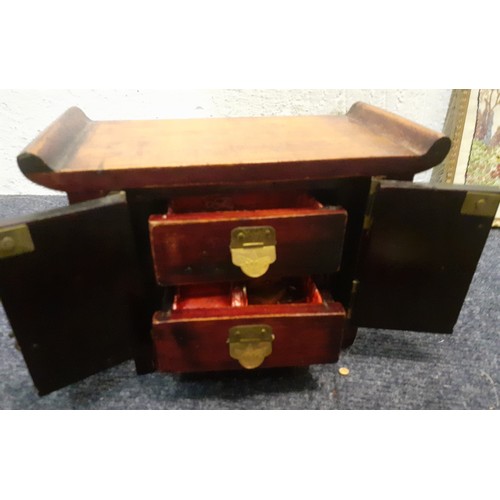 79 - A mixed lot comprising a small Chinese jewellery chest 20cm wide x 12cm high, a small mid 20th Centu... 