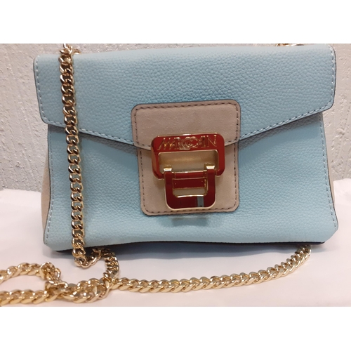 23 - Marccain- An unused pale blue and grey leather occasional shoulder bag having gold tone hardware and... 