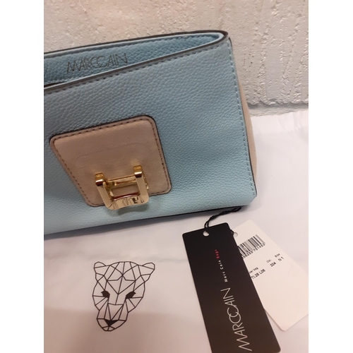 23 - Marccain- An unused pale blue and grey leather occasional shoulder bag having gold tone hardware and... 