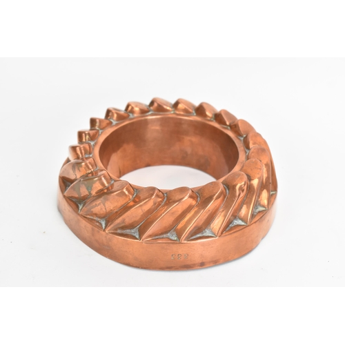 106 - A selection of 19th century copper moulds to include one of circular gadrooned form, another of cast... 