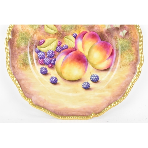 116 - A Royal Worcester fruit decorated cabinet plate, of shaped circular form, hand painted with still li... 