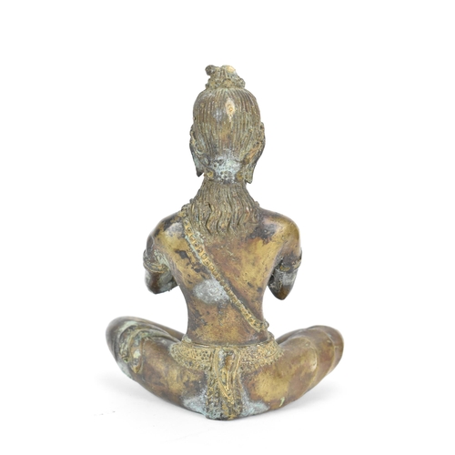 27 - A Thai bronze statue of a Buddha, in a seated cross legged position playing a musical instrument, 14... 