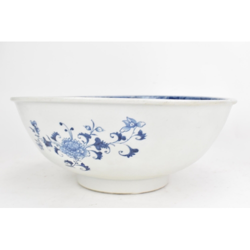 56 - A Chinese export Qing dynasty blue and white punch bowl, late 18th century, the interior painted wit... 