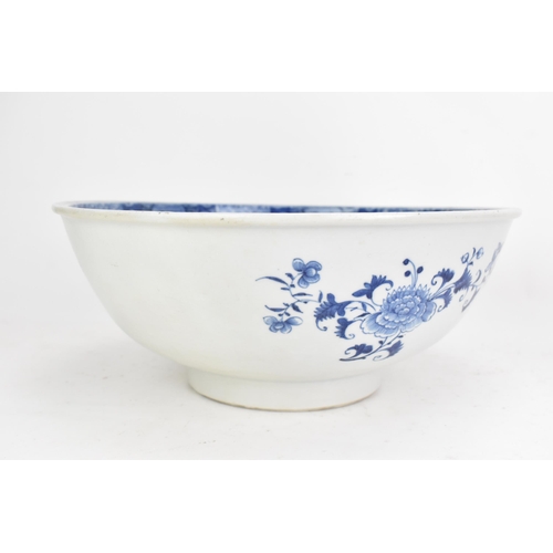 56 - A Chinese export Qing dynasty blue and white punch bowl, late 18th century, the interior painted wit... 