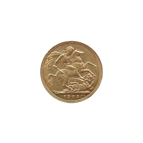 152 - United Kingdom - Edward VII (1901-1910), 1905 Gold Sovereign, London Mint
If there is no location re... 