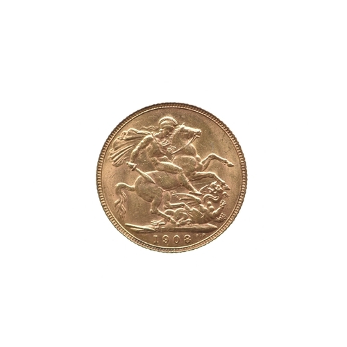 156 - United Kingdom - Edward VII (1901-1910), 1908 Gold Sovereign, London Mint
If there is no location re... 