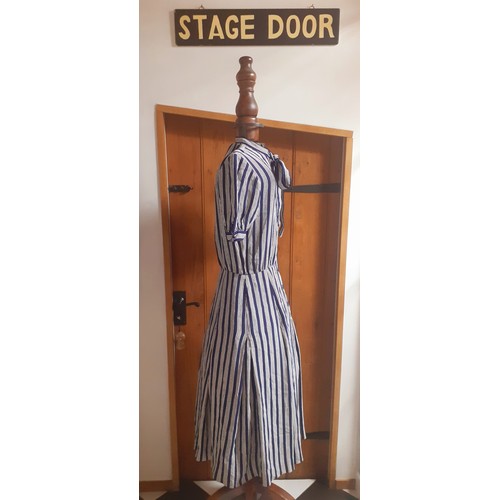 7 - YSL-A Saint Laurent Rive Gauche ladies blue and white striped Summer dress having ties to the collar... 