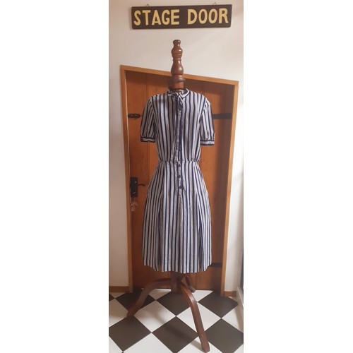 7 - YSL-A Saint Laurent Rive Gauche ladies blue and white striped Summer dress having ties to the collar... 