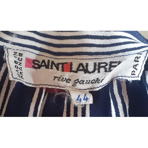 7 - YSL-A Saint Laurent Rive Gauche ladies blue and white striped Summer dress having ties to the collar... 