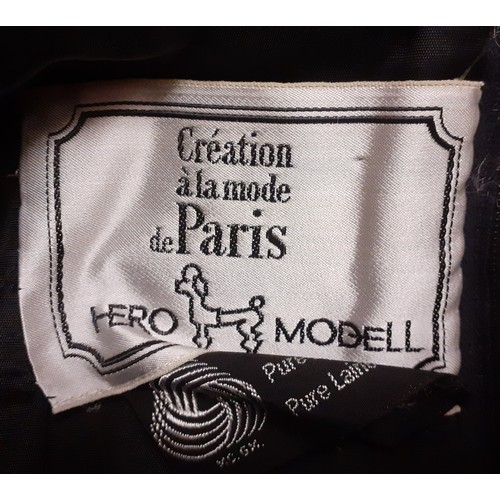 26 - Hero Modell-A late 1960's Creation a la Mode de Paris black short sleeved pure new wool shift dress ... 