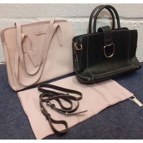 28 - Radley- Two leather bags, one in pale pink and the other in black with detachable shoulder strap and... 