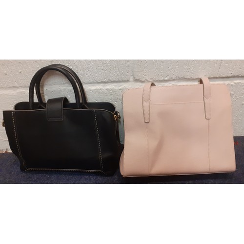 28 - Radley- Two leather bags, one in pale pink and the other in black with detachable shoulder strap and... 