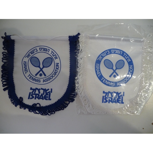 275 - Lawn Tennis memorabilia country pennants include England-Australia-Italy-France-Israel-cloth Patches... 