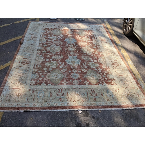 159 - An Afghanistan carpet with pelmets and flowers on a brown ground 300 x 230cm 
Location:G
If there is... 