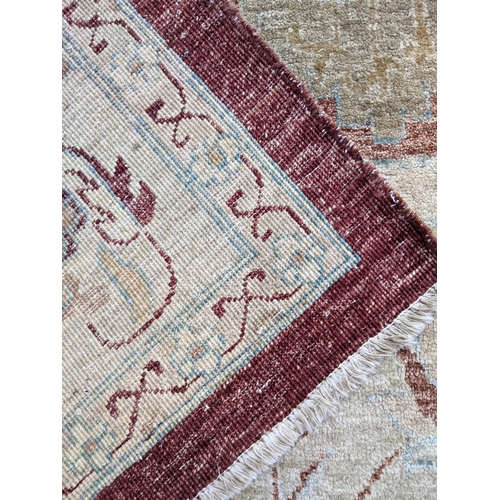 159 - An Afghanistan carpet with pelmets and flowers on a brown ground 300 x 230cm 
Location:G
If there is... 