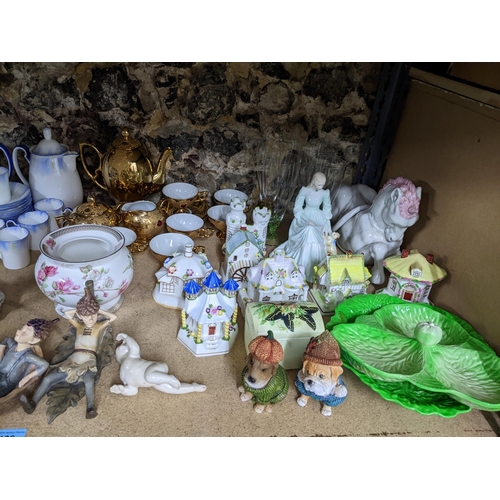 106 - A mixed lot of ceramics to include a Grafton china coffee set, Coalport figure and various pastel bu... 