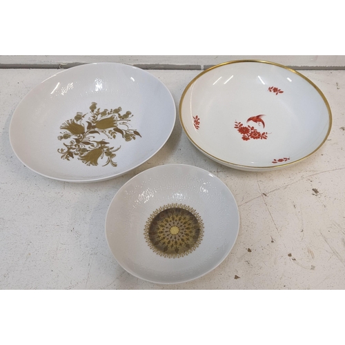 117 - Three ceramic dishes to include a Meissen red and white dish and two Rosenthal gold and white bowls
... 