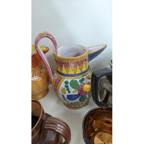 135 - Mixed ceramics and pottery items to include Victorian lustre jug and others, a Royal Standard part t... 