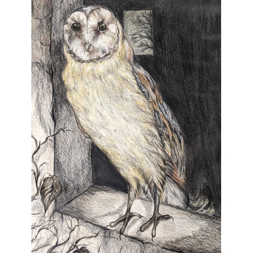 154 - A mixed media study on paper of a perched owl, unframed, not glazed and unsigned
Location:RAB
If the... 