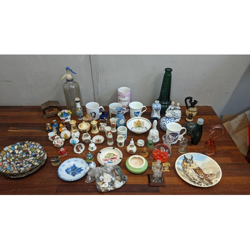 193 - Collectable ceramic and glassware to include miniature Crestware urns, miniature figures, a Taylor  ... 