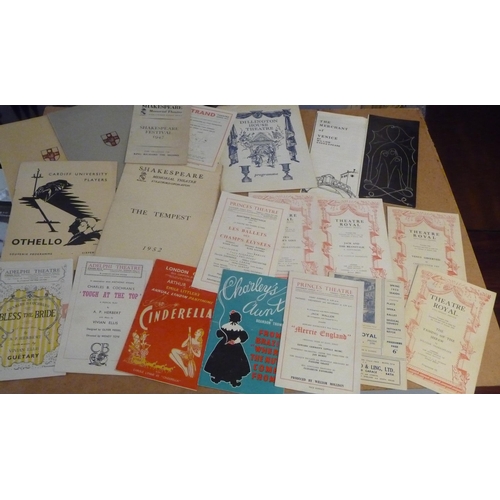 200 - Mixed Box of vintage mainly 50s 60s theatre programmes includes a 1947 souvenir programme of Emiles ... 