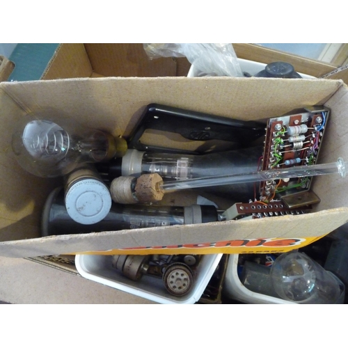 203 - Assorted vintage electronic transformers-cathode ray tubes-projector lamps and vintage bulbs-New Old... 